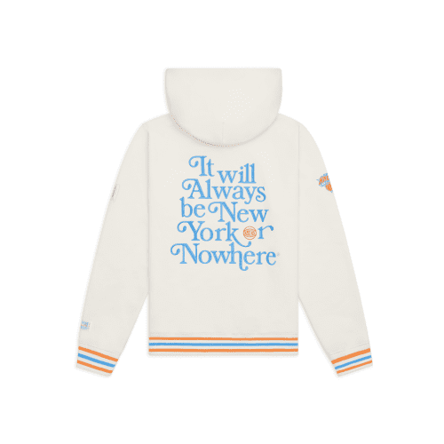 NYON New York Or Nowhere Knicks Motto Embroidered Hoodie Cream Back 1