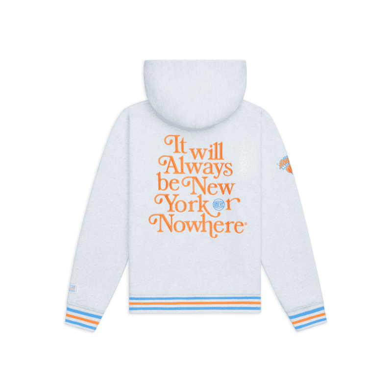 NYON New York Or Nowhere Knicks Motto Embroidered Hoodie White Heather Back 1