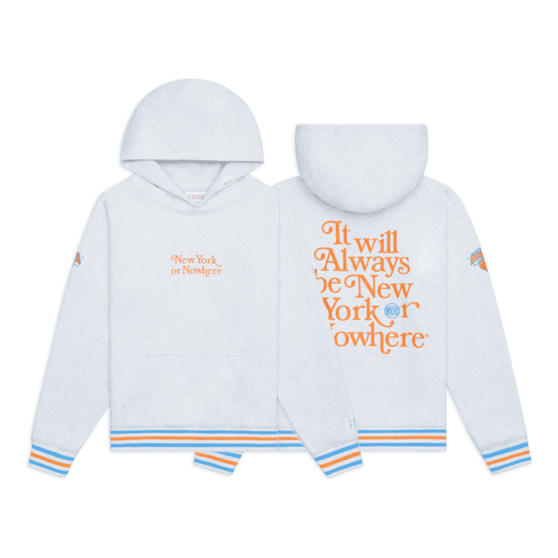 NYON New York Or Nowhere Knicks Motto Embroidered Hoodie White Heather Composite 1