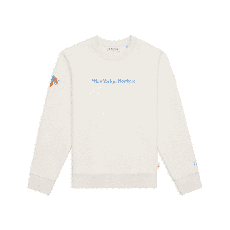 NYON New York Or Nowhere Knicks Signature Embroidered Crewneck Cream Front 1