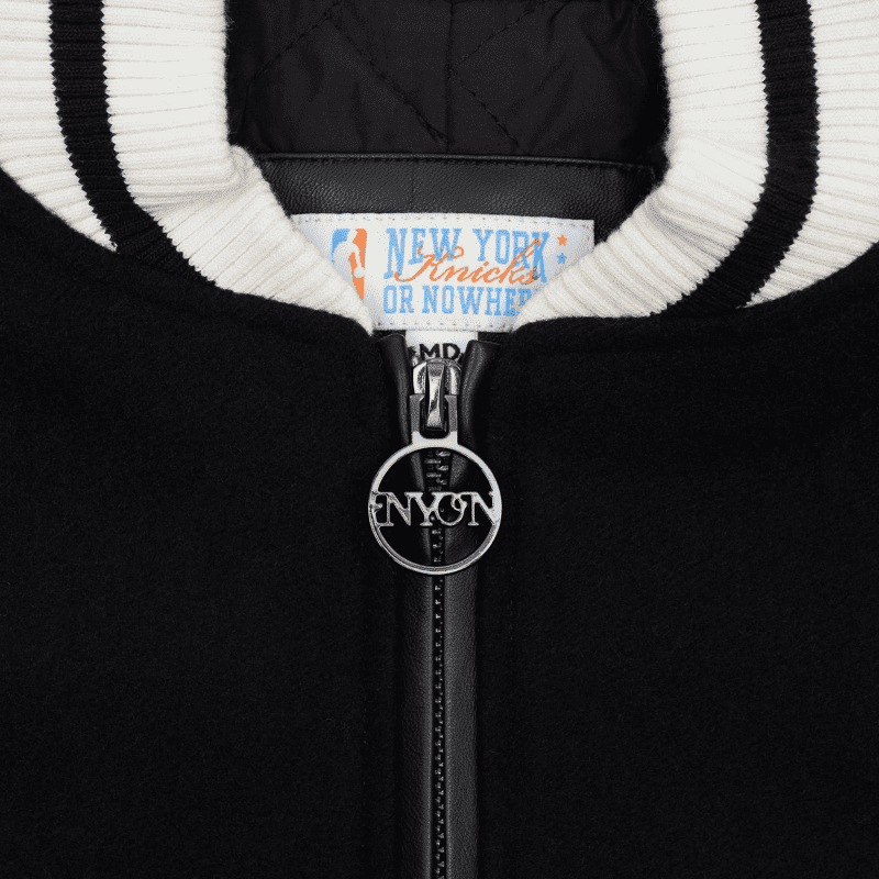 NYON New York Or Nowhere Motto Varsity Jacket Black Detail0 1