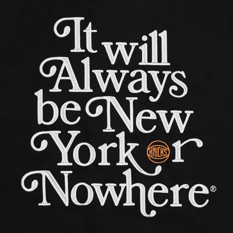 NYON New York Or Nowhere Motto Varsity Jacket Black Detail7 1