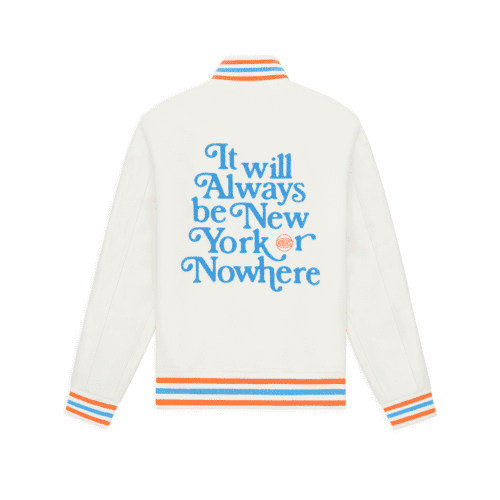 NYON New York Or Nowhere Motto Varsity Jacket Cream Back 1